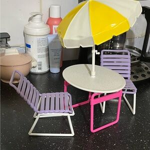 1990 Barbie Backyard Patio Set with Yellow Umbrella